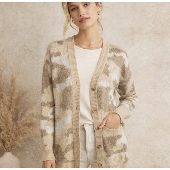 Lucky Brand Sweaters - Lucky Brand Neutral Camo Cardigan Longline Cozy Knit Sweater NWT Small